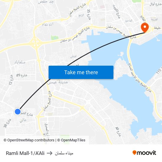 Ramli Mall-1/A'Ali to ميناء سلمان map