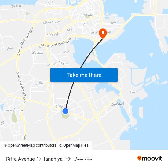 Riffa Avenue-1/Hananiya to ميناء سلمان map