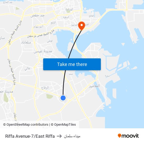 Riffa Avenue-7/East Riffa to ميناء سلمان map
