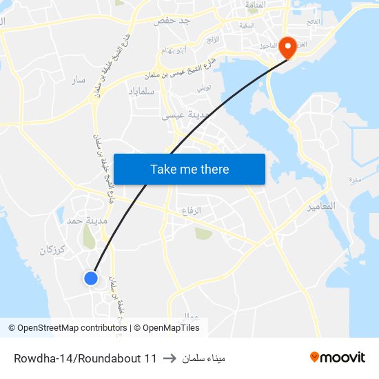 Rowdha-14/Roundabout 11 to ميناء سلمان map