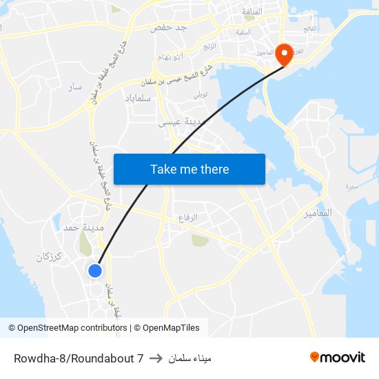 Rowdha-8/Roundabout 7 to ميناء سلمان map