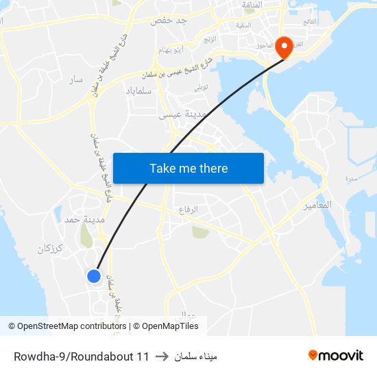 Rowdha-9/Roundabout 11 to ميناء سلمان map