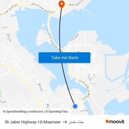 Sh Jaber Highway-10/Maameer to ميناء سلمان map