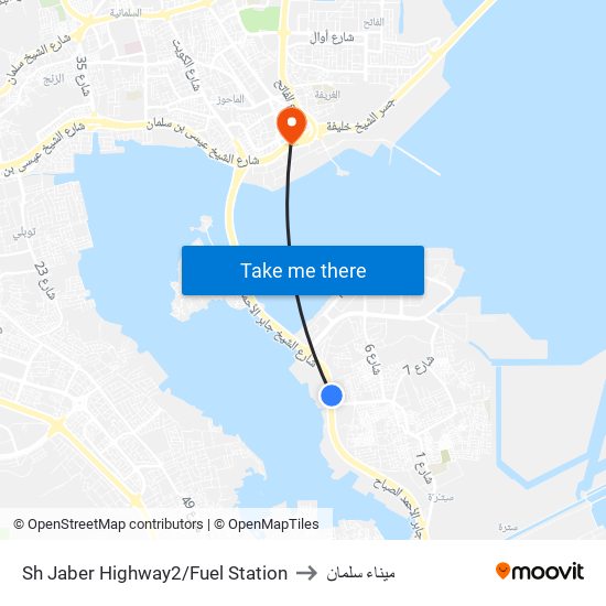 Sh Jaber Highway2/Fuel Station to ميناء سلمان map