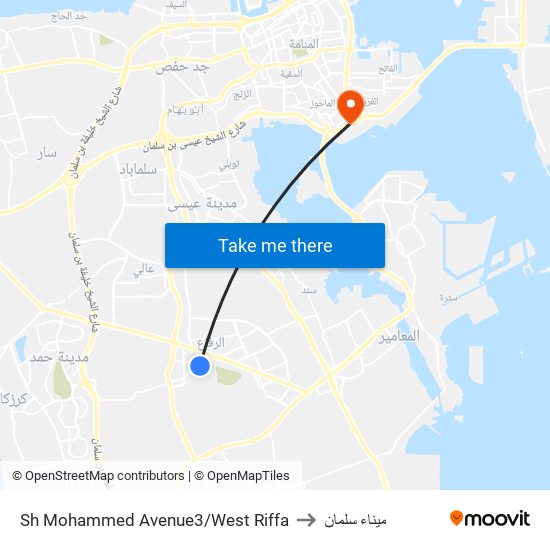 Sh Mohammed Avenue3/West Riffa to ميناء سلمان map