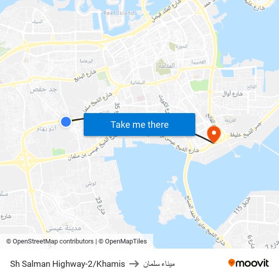 Sh Salman Highway-2/Khamis to ميناء سلمان map