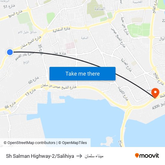 Sh Salman Highway-2/Salihiya to ميناء سلمان map
