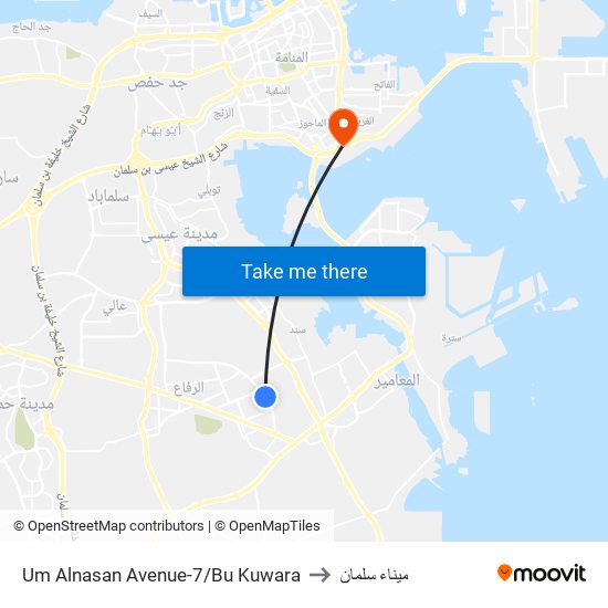 Um Alnasan Avenue-7/Bu Kuwara to ميناء سلمان map