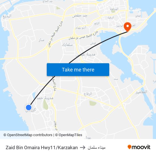 Zaid Bin Omaira Hwy11/Karzakan to ميناء سلمان map