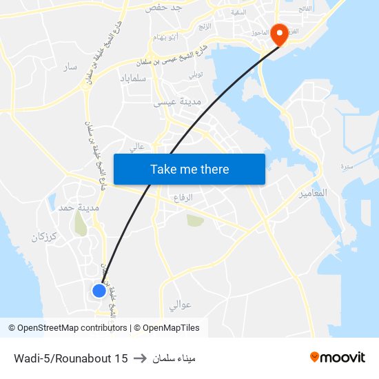 Wadi-5/Rounabout 15 to ميناء سلمان map