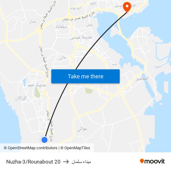 Nuzha-3/Rounabout 20 to ميناء سلمان map
