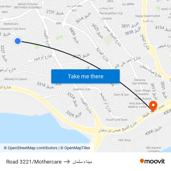 Road 3221/Mothercare to ميناء سلمان map