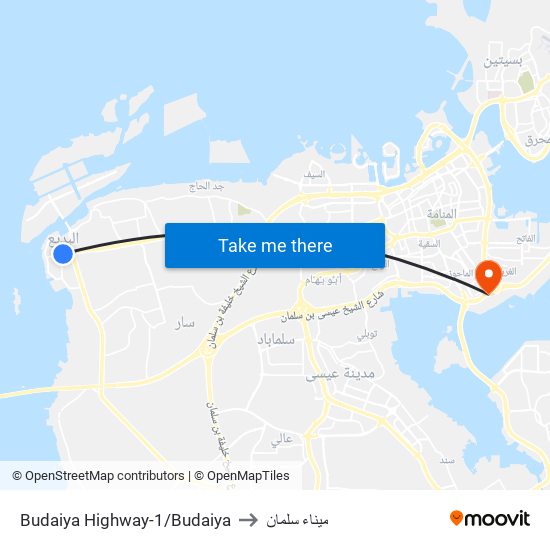 Budaiya Highway-1/Budaiya to ميناء سلمان map