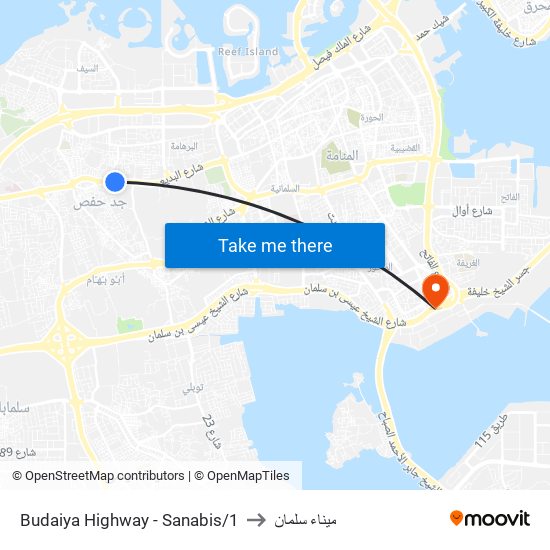 Budaiya Highway - Sanabis/1 to ميناء سلمان map