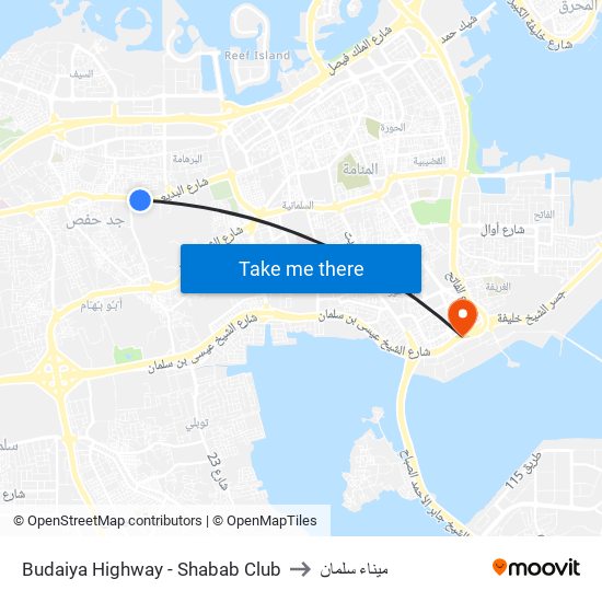 Budaiya Highway - Shabab Club to ميناء سلمان map