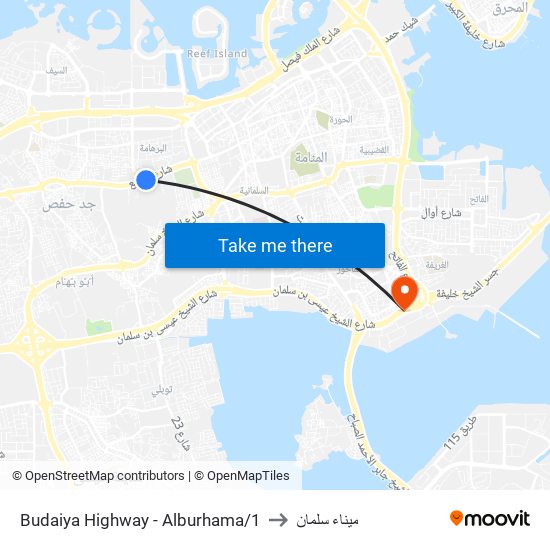 Budaiya Highway - Alburhama/1 to ميناء سلمان map