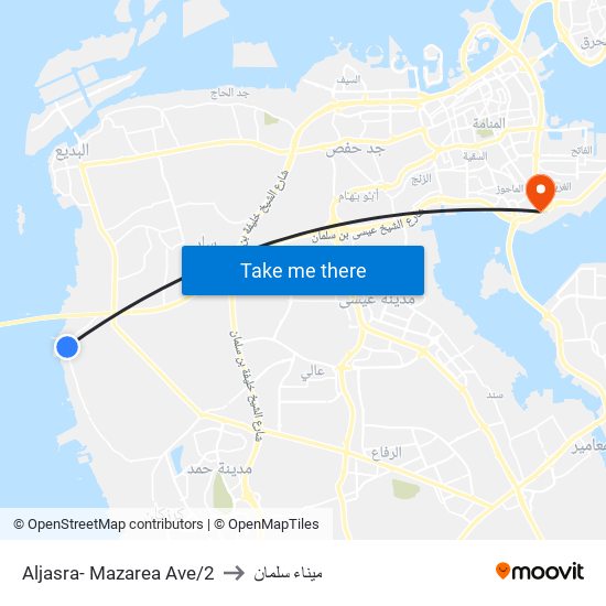 Aljasra- Mazarea Ave/2 to ميناء سلمان map