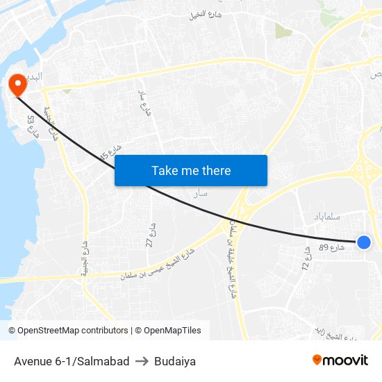 Avenue 6-1/Salmabad to Budaiya map
