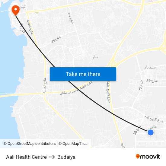 Aali Health Centre to Budaiya map