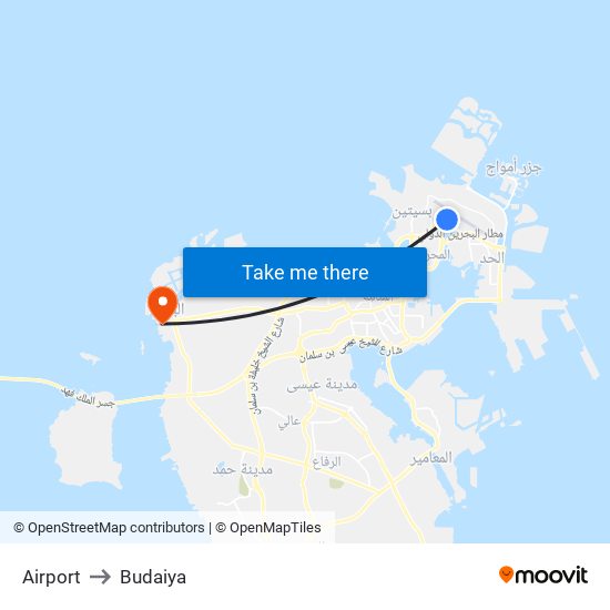 Airport to Budaiya map