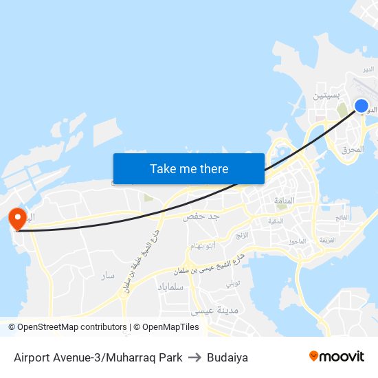 Airport Avenue-3/Muharraq Park to Budaiya map