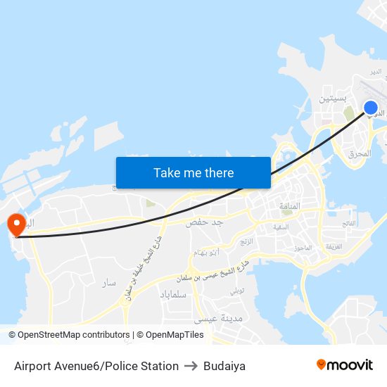 Airport Avenue6/Police Station to Budaiya map