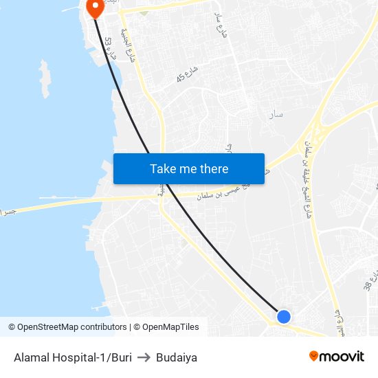 Alamal Hospital-1/Buri to Budaiya map