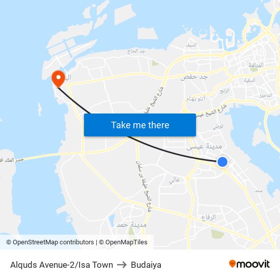 Alquds Avenue-2/Isa Town to Budaiya map