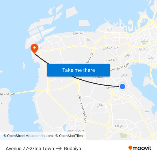 Avenue 77-2/Isa Town to Budaiya map