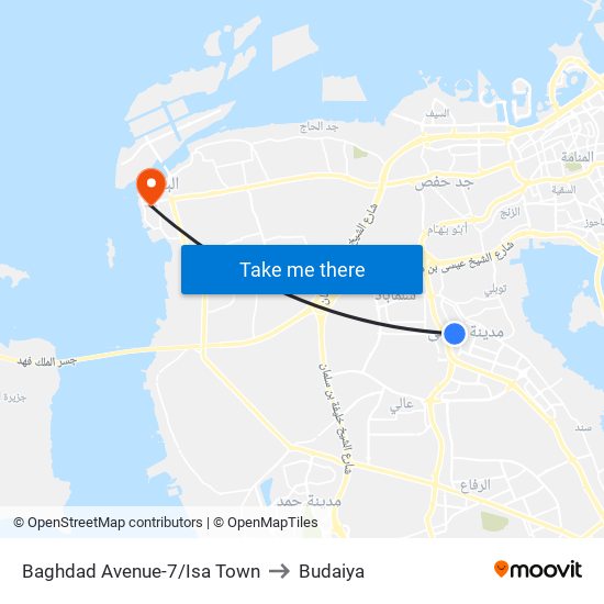 Baghdad Avenue-7/Isa Town to Budaiya map