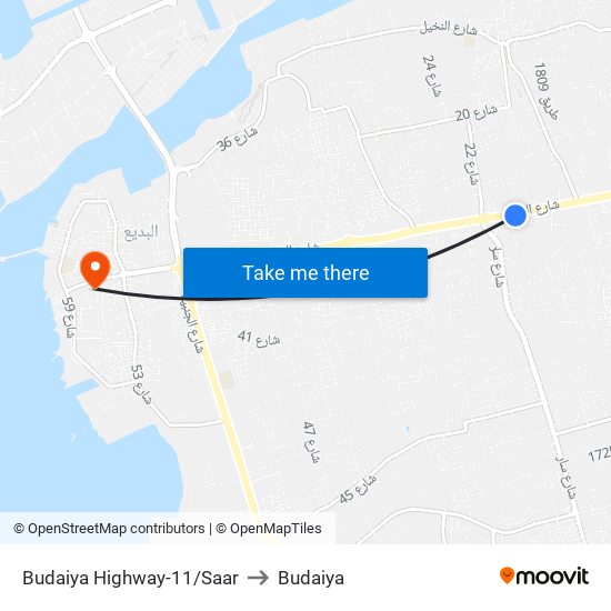 Budaiya Highway-11/Saar to Budaiya map