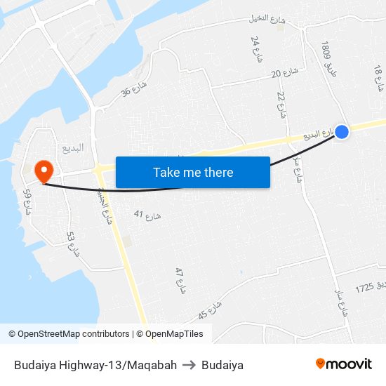 Budaiya Highway-13/Maqabah to Budaiya map