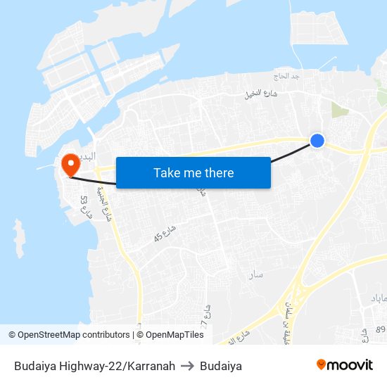Budaiya Highway-22/Karranah to Budaiya map