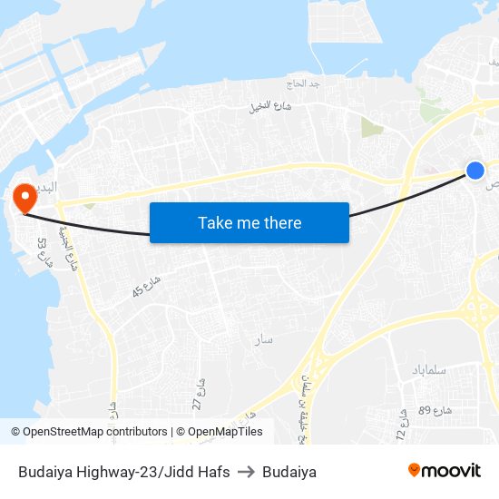 Budaiya Highway-23/Jidd Hafs to Budaiya map
