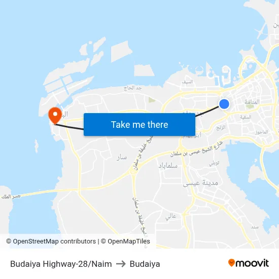 Budaiya Highway-28/Naim to Budaiya map