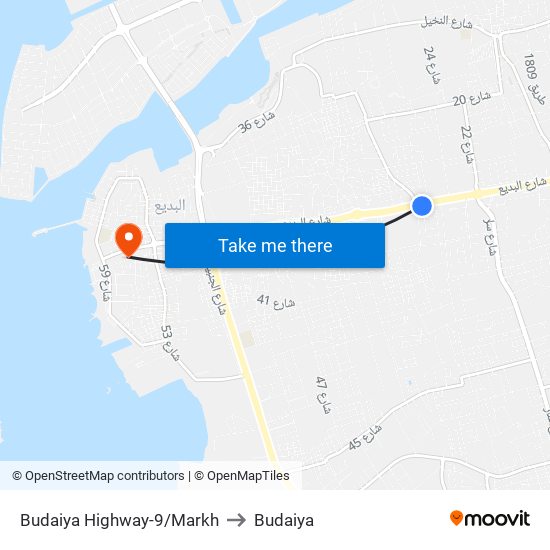 Budaiya Highway-9/Markh to Budaiya map