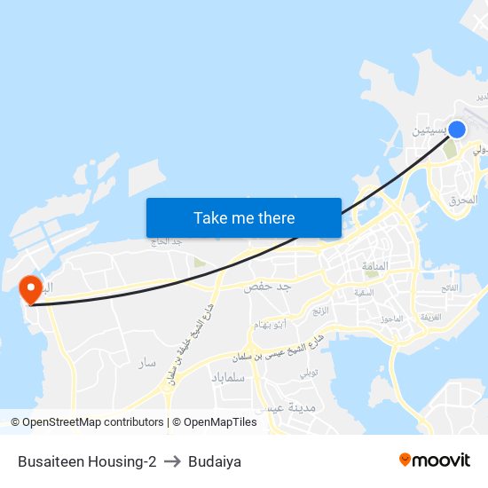 Busaiteen Housing-2 to Budaiya map