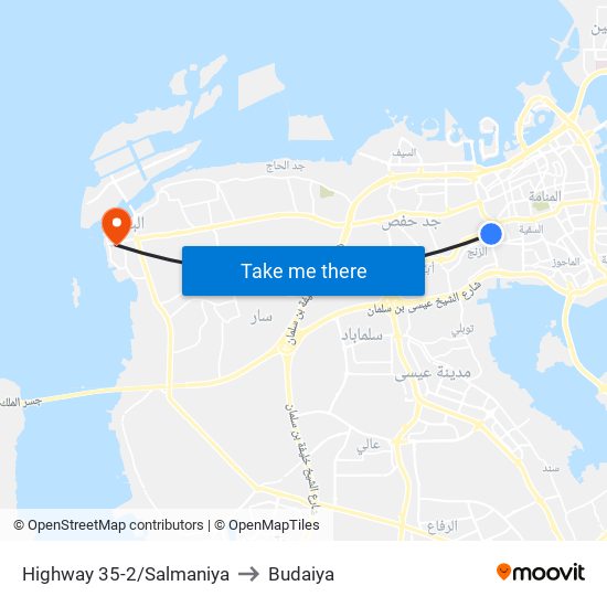 Highway 35-2/Salmaniya to Budaiya map
