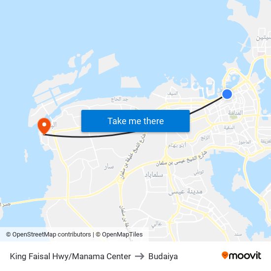 King Faisal Hwy/Manama Center to Budaiya map