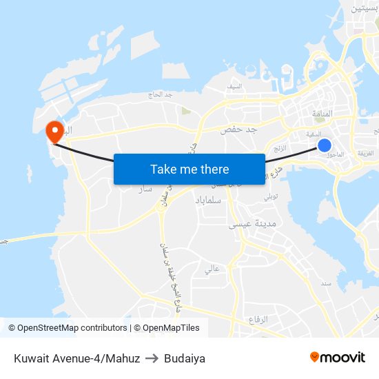 Kuwait Avenue-4/Mahuz to Budaiya map