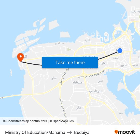 Ministry Of Education/Manama to Budaiya map