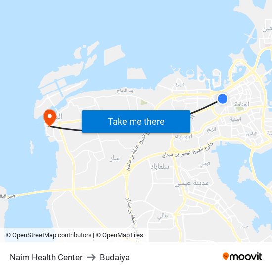 Naim Health Center to Budaiya map