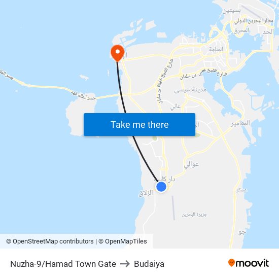 Nuzha-9/Hamad Town Gate to Budaiya map