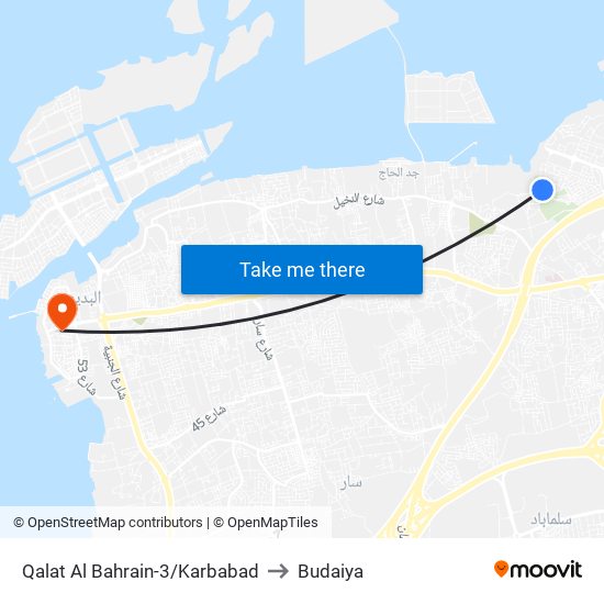 Qalat Al Bahrain-3/Karbabad to Budaiya map