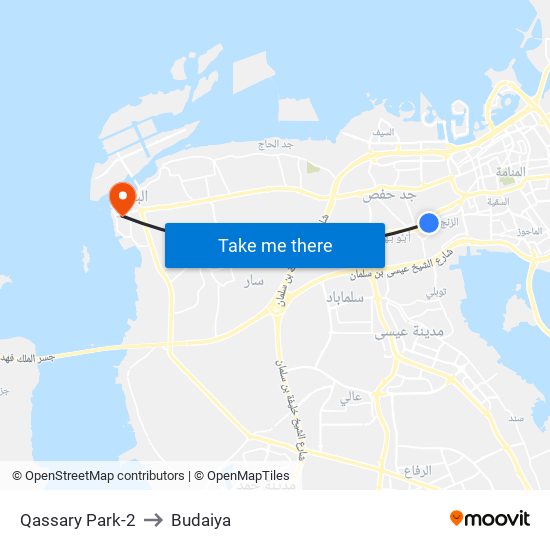 Qassary Park-2 to Budaiya map