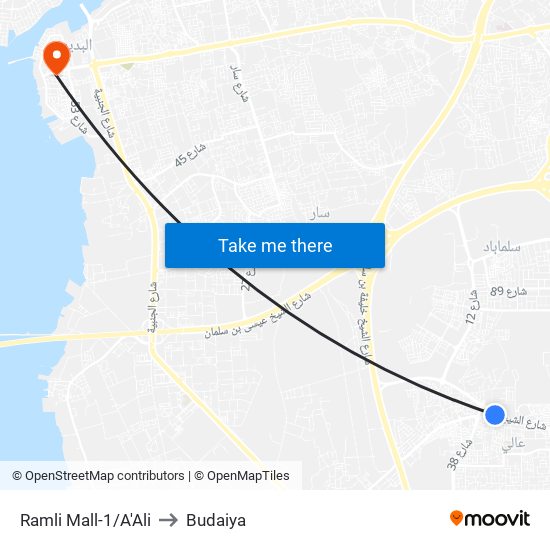 Ramli Mall-1/A'Ali to Budaiya map
