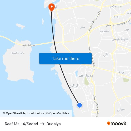 Reef Mall-4/Sadad to Budaiya map
