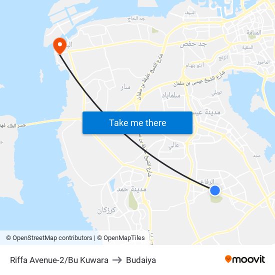 Riffa Avenue-2/Bu Kuwara to Budaiya map