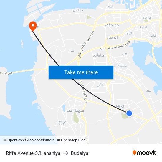 Riffa Avenue-3/Hananiya to Budaiya map