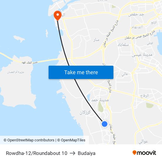 Rowdha-12/Roundabout 10 to Budaiya map